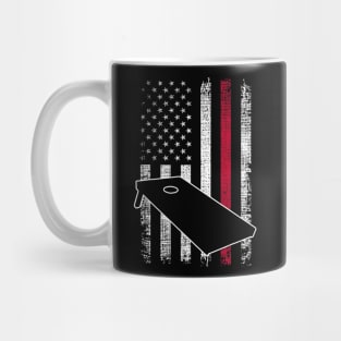 Vintage Retro American Flag Cornhole 4th Of July Mug